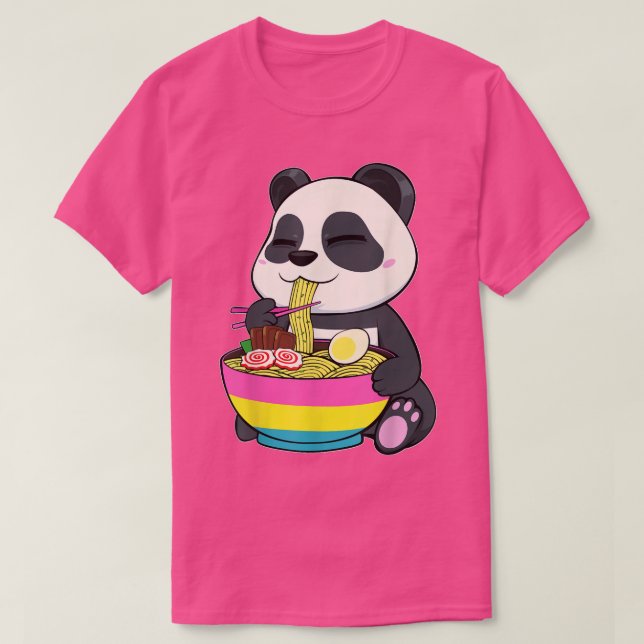 T-shirt Panda Manger Ramen LGBTQ Panseueul Pride Pan Drape (Design devant)