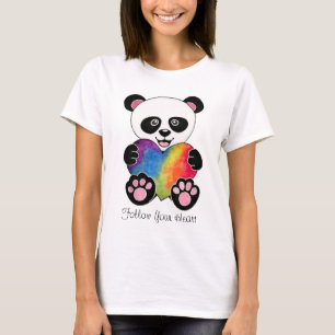 T-shirt Panda mignon d'aquarelle avec le coeur
