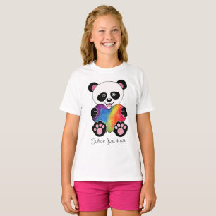 T-shirt Panda mignon d'aquarelle avec le coeur