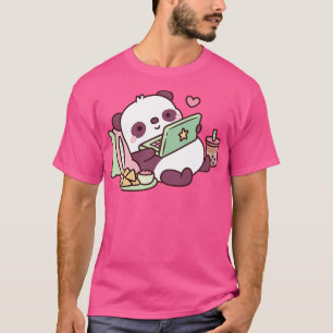 T-shirt Panda mignonne avec chips et thé à bulles