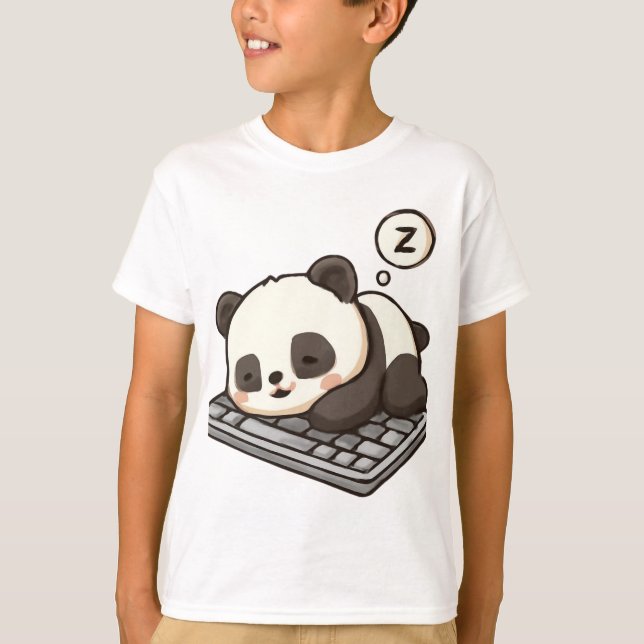 T-shirt Panda mode veille sur l'art clavier (Devant)