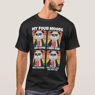 T-shirt Panda My Four Moods Besoin De Café Sleep Vacances