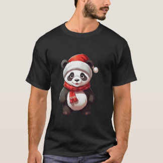 T-shirt Panda Noël Père Noël Filles Garçons Panda mignonne