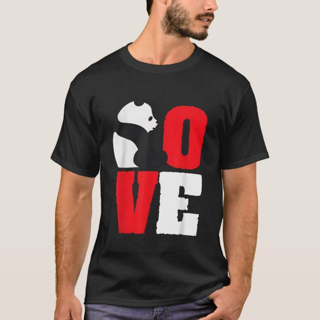 T-shirt Panda Ours Noir Et Blanc Panda Amour (Devant)