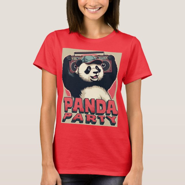 T-shirt Panda Party - Amusant et jouant (Devant)