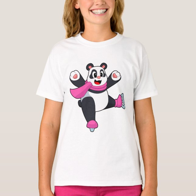 T-shirt Panda Patinage sur glace Patins sur glace (Devant)