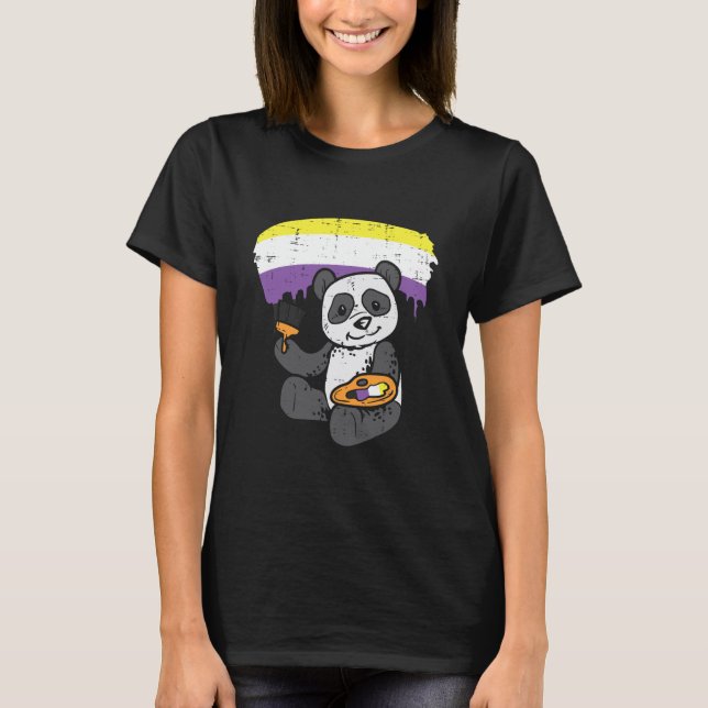 T-shirt Panda Peinture Animal Lgbtq Non binaire (Devant)