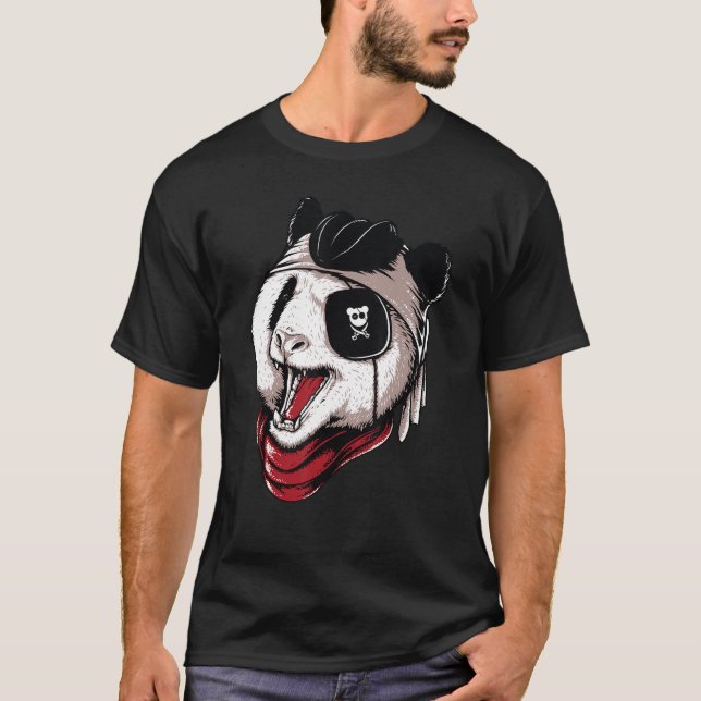 T-shirt Panda Pirate Jolly roger Drapeau crâne pour les am (Devant)