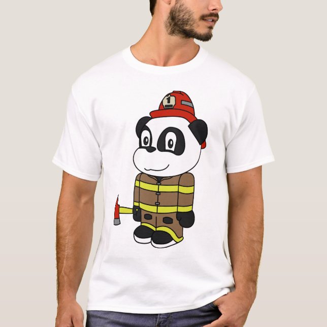 T-shirt Panda - pompier (Devant)