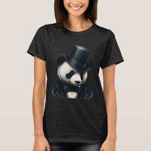 T-shirt Panda Portant un chapeau supérieur élégant 1