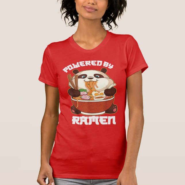 T-shirt PANDA POWEREE PAR RAMEN | Ramen mangeant Panda gra (Devant)
