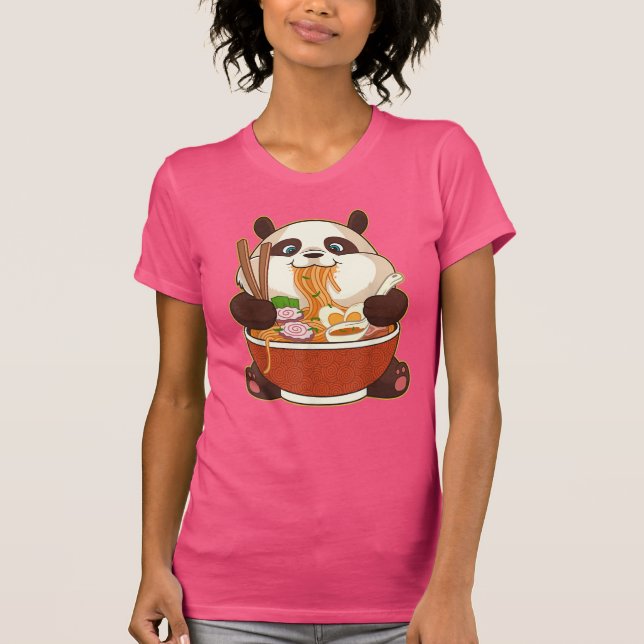 T-shirt PANDA POWEREE PAR RAMEN | Ramen mangeant Panda gra (Devant)