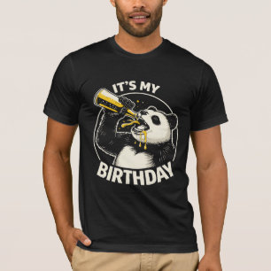 T-shirt Panda qui boit un verre de bière pour son annivers