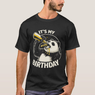 T-shirt Panda qui boit un verre de bière pour son annivers