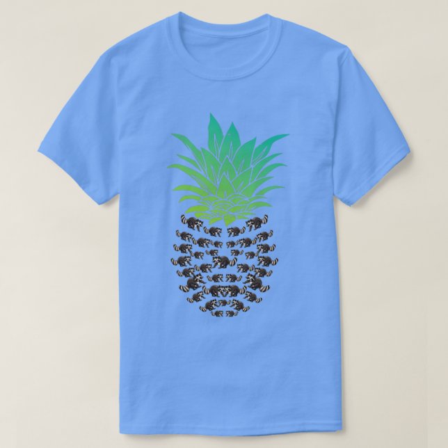 T-shirt Panda Raccoon Trash Ananas Tropical (Design devant)