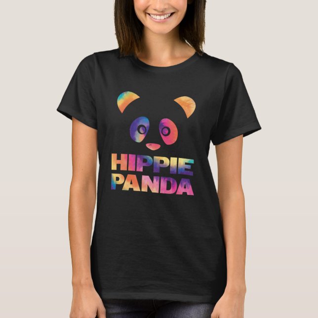 T-shirt Panda rétro Tie Dye Hippie Coloré hommes & femmes (Devant)