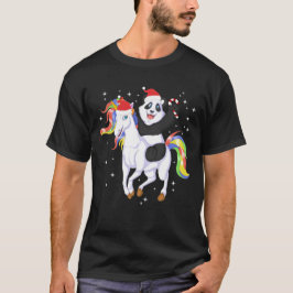T-shirt panda riding unicorn christmas
