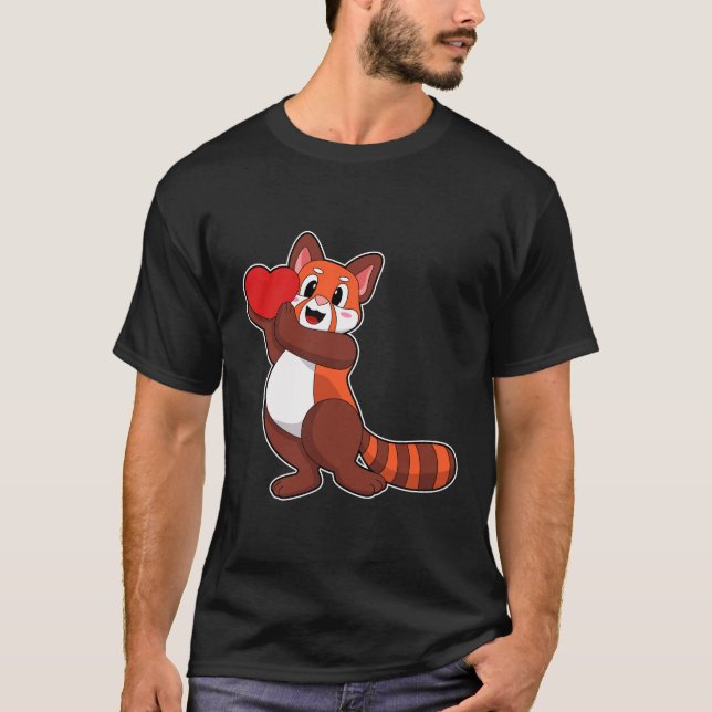T-shirt Panda rouge à l'amour avec coeur.PNG (Devant)