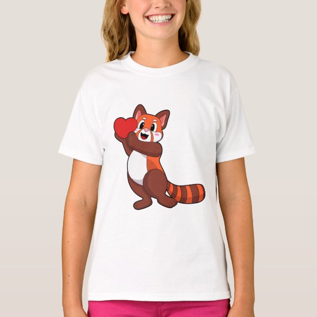 T-shirt Panda rouge à l'amour avec coeur.PNG (Devant)