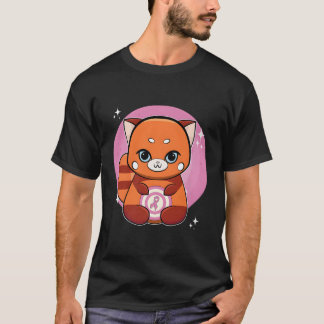 T-shirt Panda Rouge avec ruban Sensibilisation au cancer d