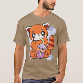 T-shirt Panda Rouge Boba Cute Anime Kawaii Pearl Tea