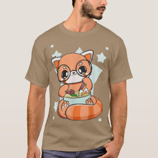 T-shirt Panda Rouge Chinois Manger Ramen I Love Ramen Nood
