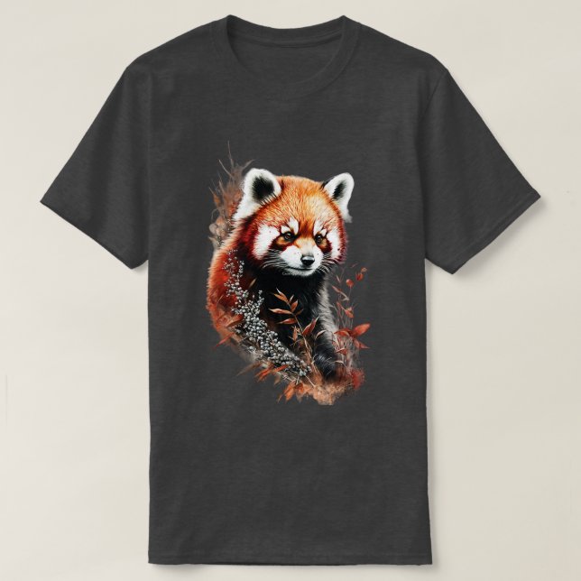 T-shirt Panda rouge dans la contemplation (Design devant)