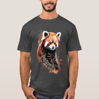 T-shirt Panda rouge dans la contemplation