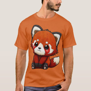 T-shirt Panda rouge mignon 21