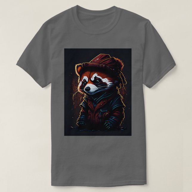 T-shirt panda rouge mignon avec casquette (Design devant)