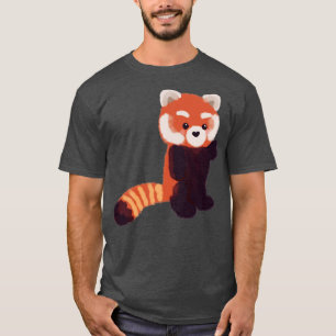 T-shirt Panda rouge mignon debout