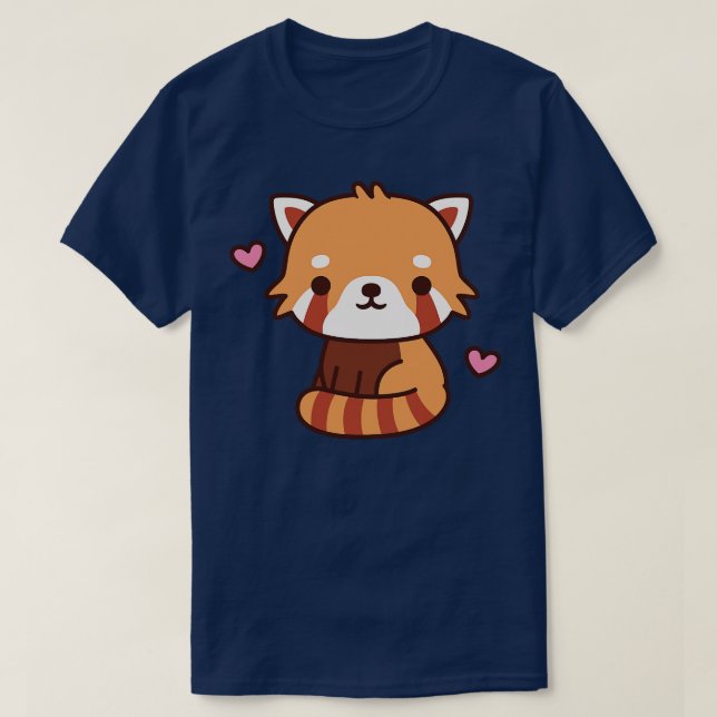 T-shirt Panda rouge mignonne amour (Design devant)