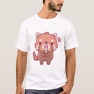 T-shirt Panda Rouge mignonne Manger Dango Japonais