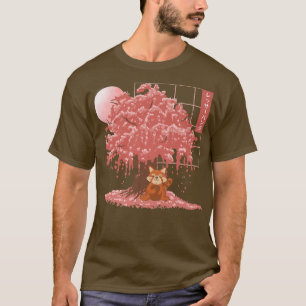 T-shirt Panda rouge mignonne Panda rouge cerisier japonais