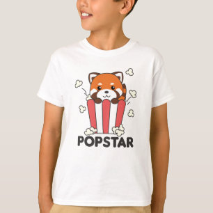 T-shirt Panda Rouge Popcorn Popstar Funny Pun