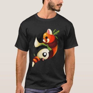 T-shirt Panda Rouge Ying Yang Yin Yang Panda Panda