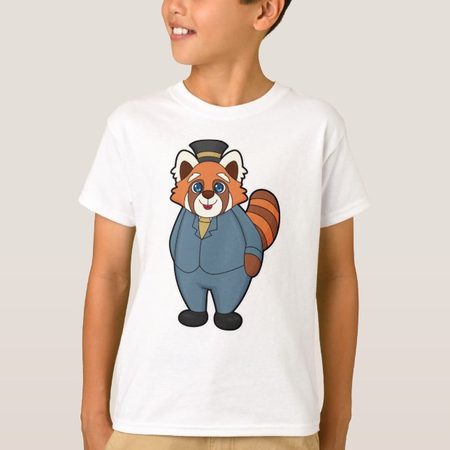 T-shirt Panda roux en marié avec chapeau (Devant)