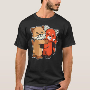 T-shirt Panda roux et chat Animaux mignons pour femmes Hu