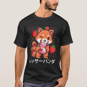 T-shirt Panda roux Fraise Milkshake Drôle Amoureux de Pand
