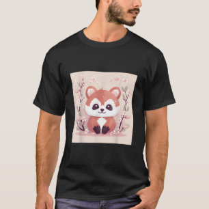 T-shirt Panda roux incroyable et floraison de cerisier