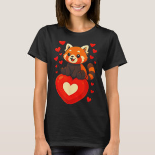 T-shirt Panda roux Saint-Valentin Romantique Dessin Animé