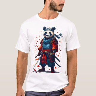 T-shirt Panda Samurai rouge et bleu
