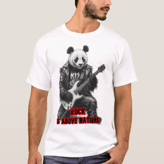 T-shirt Panda sauvage joue du Rock & Roll sur un fond Noir