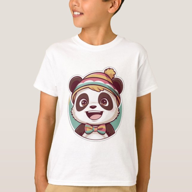 T-shirt panda souriant kawaii mignon (Devant)