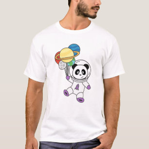 T-shirt Panda Space Planet Moon Earth Astronaut Saturne