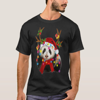 T-shirt Panda Superbe renne Panda Arbre de Noël Lumière