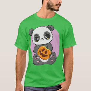 T-shirt Panda Tenant Citrouille Mignonne Ours D'Anime Pour