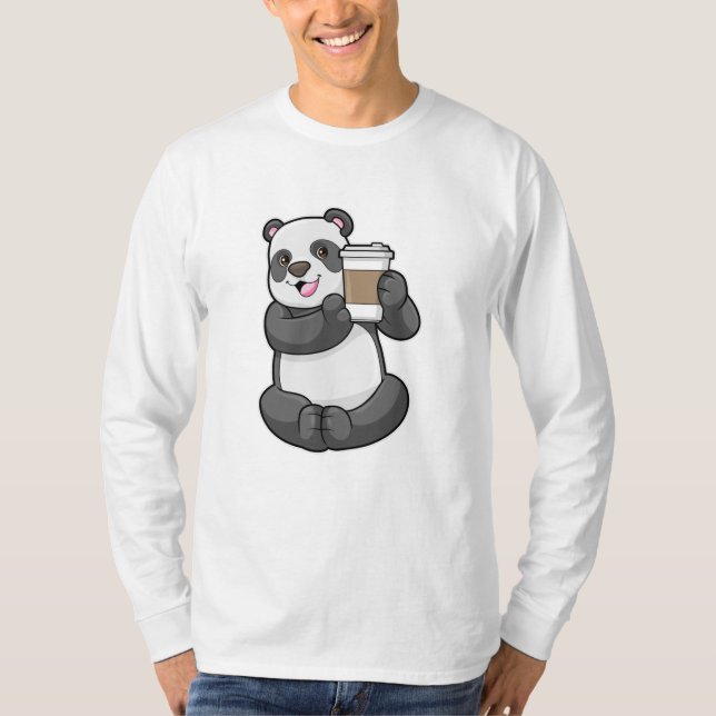 T-shirt Panda with Coffee to go (Devant)