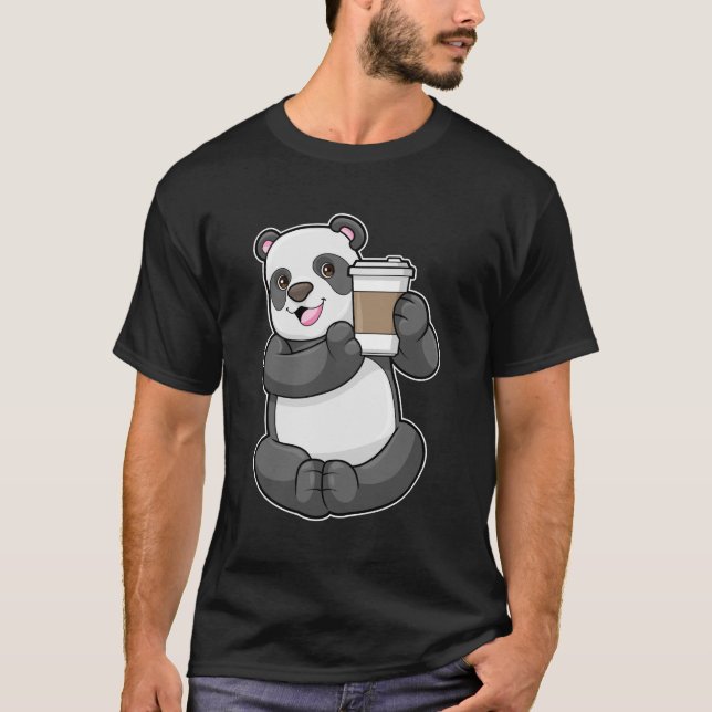 T-shirt Panda with Coffee to go (Devant)