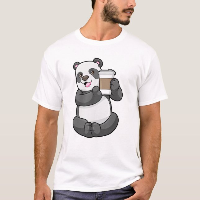 T-shirt Panda with Coffee to go (Devant)